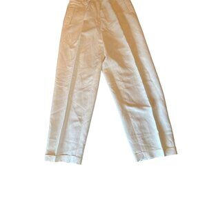 VIntage 90 Loft Ivory Linen Blend Trousers Size 10 High-Waisted Pleated Front